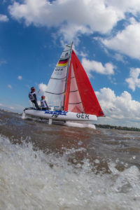 Silas Mühle und Romy Mackenbrock zeigten bei wechselhaften Bedingungen überzeugende Leistungen vor Buenos Aires. Foto: World Sailing/ Matias Capizzano