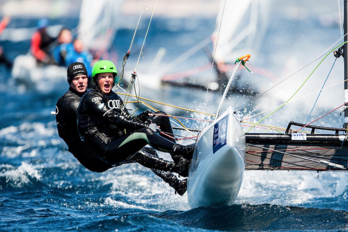 Führen die nationale Ausscheidung an: Jan Hauke Erichsen und Lea Spitzmann vom Flensburger Segel-Club Sailing Energy/World Sailing
