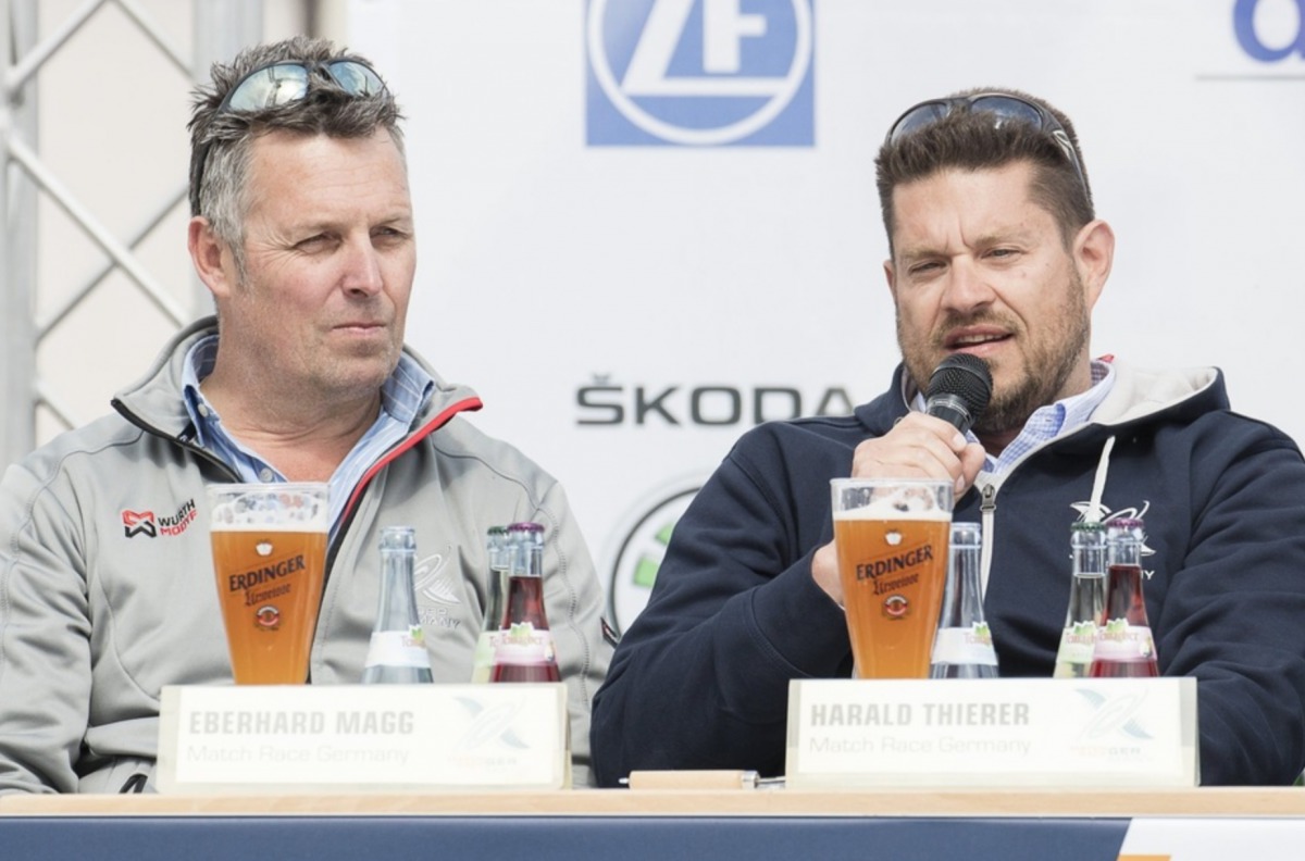 Planen bereits die Jubiläumsveranstaltung: die Match Race Germany Veranstalter Eberhard Magg und Harald Thierer Foto: Match Race Germany/Nico Martinez
