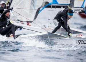 3. Platz im 49erFX: Tina Lutz (li., Chiemsee Yacht Club) und Susann Beucke (Hannoverscher Yacht-Club) Foto: Pedro Martinez/Sailing Energy/Sofia