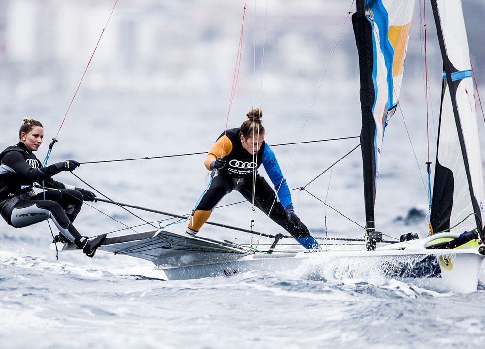 Kurs Rio: Victoria Jurczok (li.) und Anika Lorenz, Verein Seglerhaus am Wannsee Foto: Pedro Martinez/Sailing Energy/Sofia