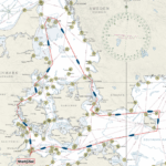 Eine Seekarte eines Regattagebietes in der dänischen Ostsee.