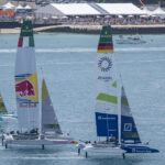 Foilende Rennkatamarane vor Bermuda der SailGP Rennserie