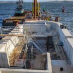 Die Baustelle der Klappbrücke Lindaunis im Jahr 2025
