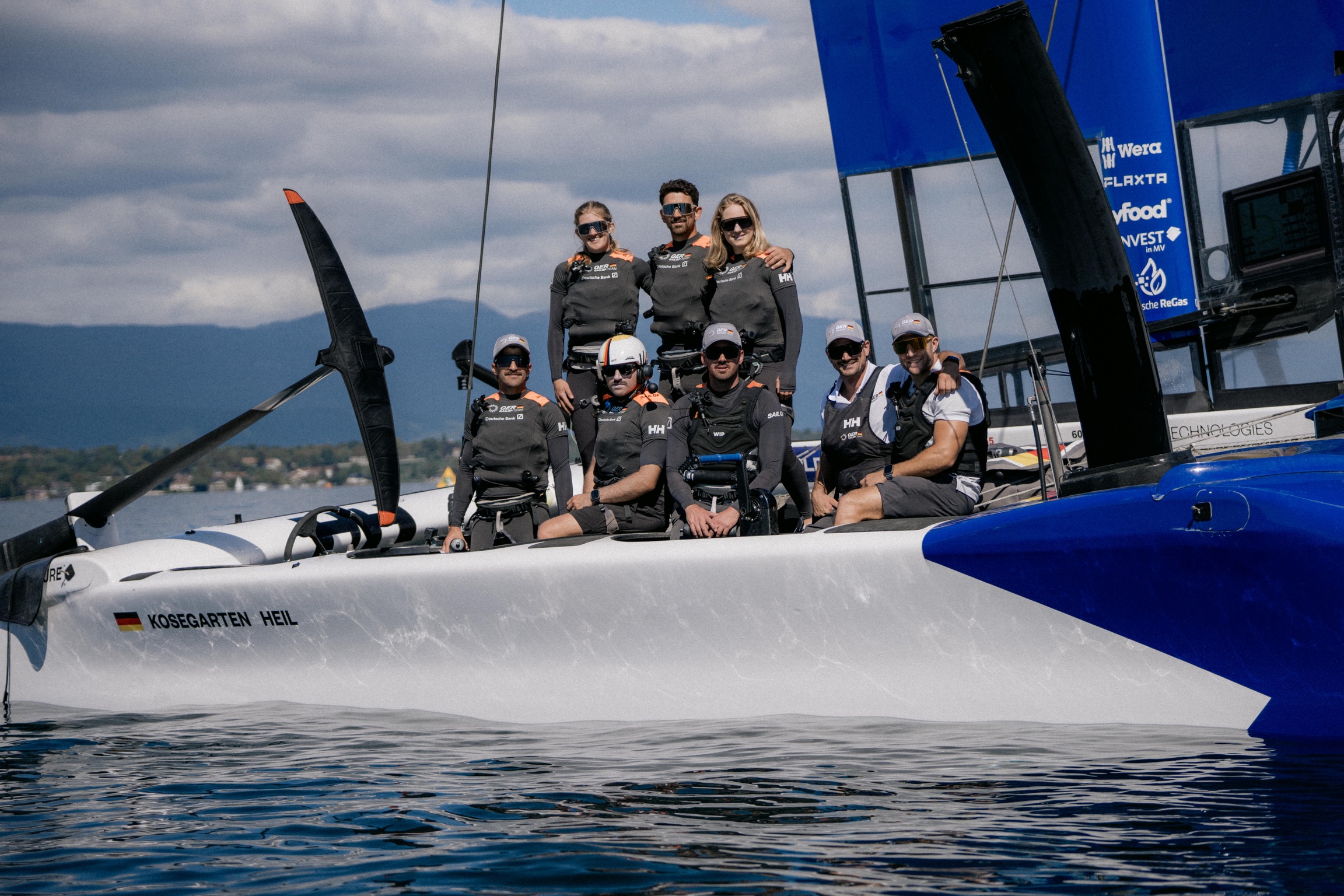 Das deutsche Sail GP Team auf dem foilenden F50 Katamaran.