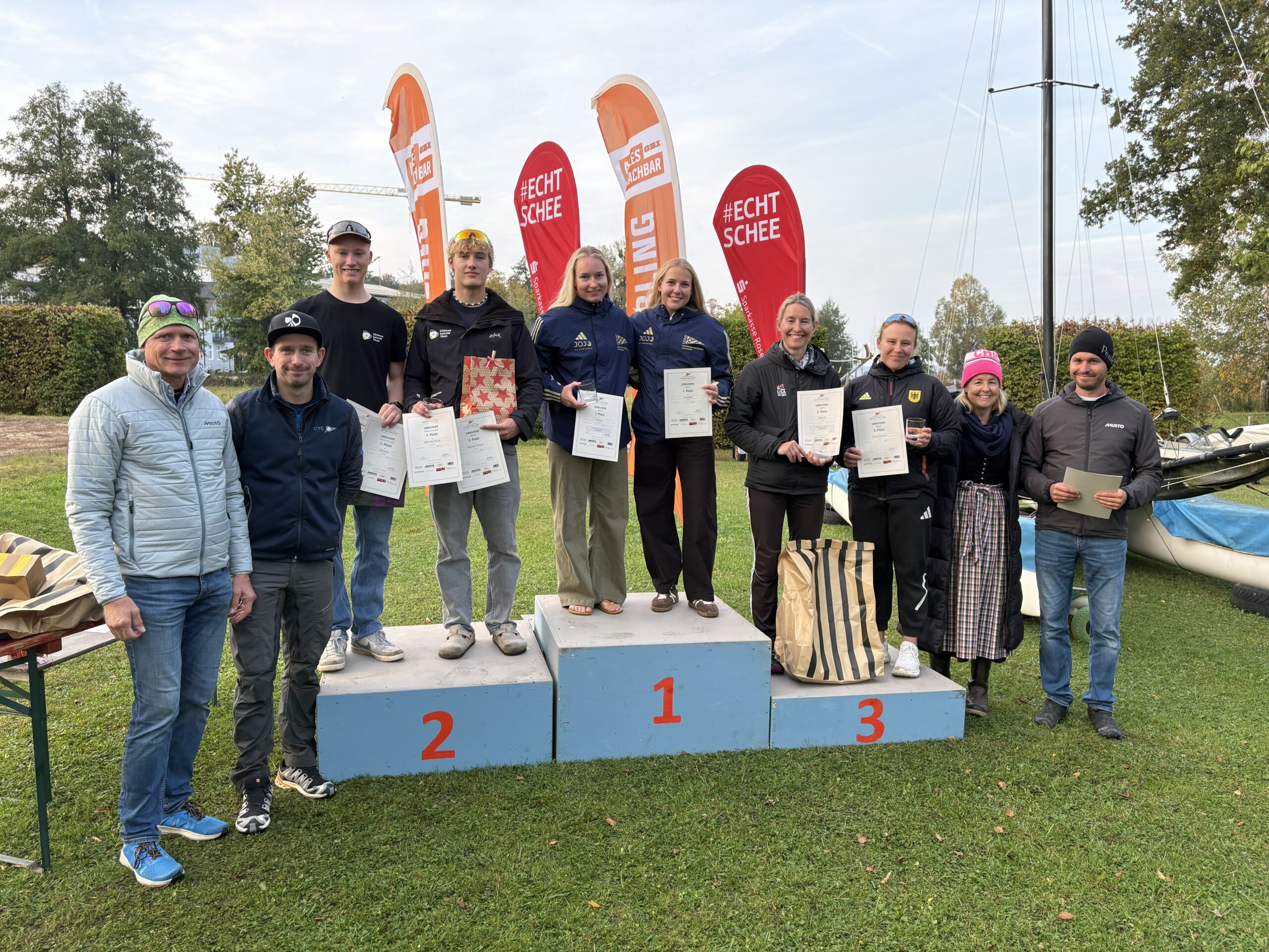 Das Podest der German Open 2026 im 49er FX.